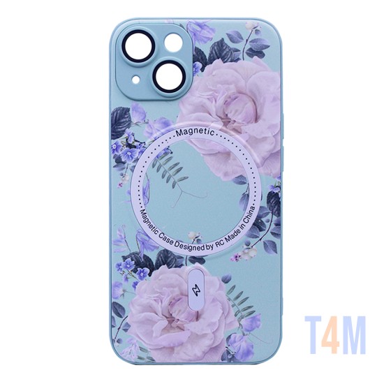 Capa Magnética com Desenho de Flores para Apple iPhone 13 Verde